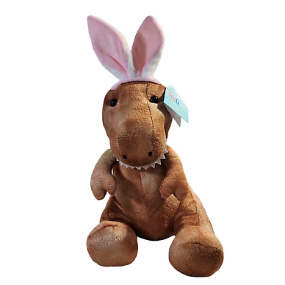 Plush Dinosaur Toy with Pink Ears